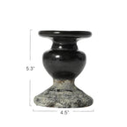 Creative Co-Op 2-Tone Sculptural Terracotta Pillar Candle Holder, Distressed Black - color: Black, size: 4.5" W x 5.25" H