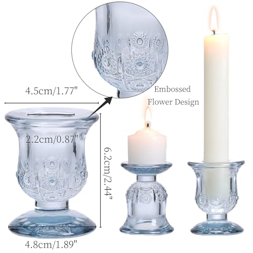 10pcs Blue Candlestick Holders, Glass Taper Candle Holders for Table Centerpiece Decor, Wedding, Birthday, Gift - color: Blue