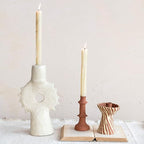 Creative Co-Op Round Dcorative Handmade Paper Mache Taper Holder, Terra-Cotta