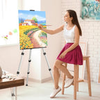 Portable Art Painting Easel Stands - Adjustable Display Artist Tripod Metal Easels with Bags for Table-Top/Floor Painting, Height from 17 to 66 inches, Sturdy for Drawing, Displaying - Silver - style: Silver-2pack