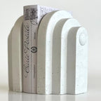 Bellaa Modern Arch Bookends, Decorative White Speckled Concrete, Set of 2, 7 x 3 x 4 inches - color: Antiques White Grey