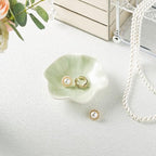Ceramic Ring Dish, Jewelry Dish Holder, Small Trinket Tray Plate for Earrings Rings Necklaces Keys, for Mom Friend Sister (Green Surface) - color: Green Surface