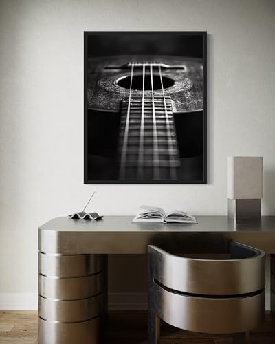 Guitar Art Music Poster - Musical Instrumental Wall Art Print - Black and White - Photography Musical Art - Bedroom or Office Living Room Decor 137 (Guitar, 16 x 20 inches, Unframed) - color: Guitar, size: 20"L x 16"W