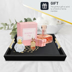 Black Serving Tray with School of Golden Fish Design Gothic Ottoman Tray, Tea and Coffee Table Tray, Jewelry Bathroom Organizer, Gift, Gloss Finish - style: Art Deco