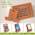 Pezin & Hulin Bamboo Tablet Stand Adjustable, Desktop Cell Phone Stand Holder Dock Compatible with Pad Air/Pro/Mini, E-Reader, Smartphone (Support to 4.7-13" Devices)-Brown - color: Large (Brown)