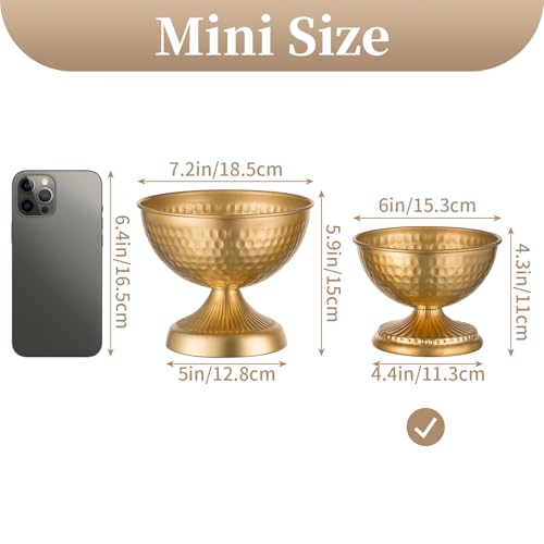 Sziqiqi Gold Urn Vase for Flowers - Wedding Table Decoration Centrepieces Set of 2 Vintage Metal Vases for Artificial Flowers Small Hammered Vase for Birthday Party Christmas Anniversary - color: Gold, size: 4.3in - 2 Pcs