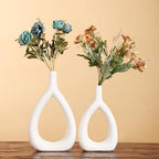Ajuny Oval Vase Set of 2 – White Ceramic Decorative Vases, Farmhouse Style Modern Accent for Wall Decor, Bedroom, Living Room, Coffee Table, Office - style: Oval-Vase