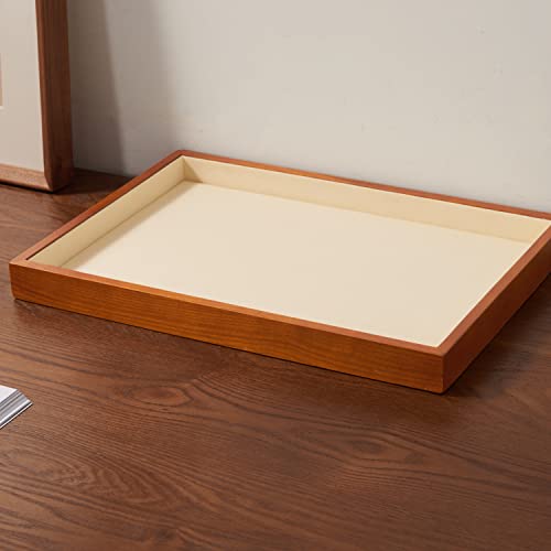 Oirlv Wood Flat Jewelry Tray Stackable Jewelry Drawer Organizer Showcase Jewelry Holder (Creamy-white flat tray) - color: Creamy-white flat tray