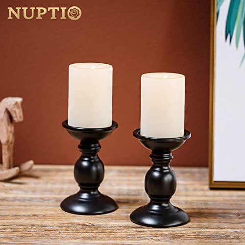 2 Pcs Black Pillar Candle Holders, Most Ideal for 3" Pillar Candles, Gifts for Wedding, Party, Home, Spa, Reiki, Votive Candle (2 x S) - color: Black, size: S + S