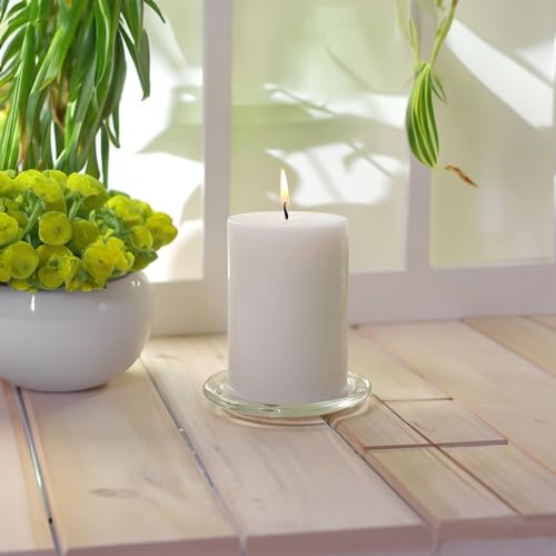 WGV Tea Light Votive Candle Holder Plate 4" W, Clear Flat Plate Glass, Small Home Accent Decor, 1 Pc - color: Clear-flat-4"