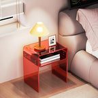 Clear Acrylic End Table 2-Tier Bedside Nightstand for Living Room Bedroom (1, Red) - color: Red