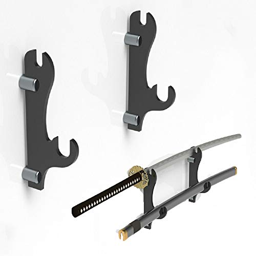 WANLIAN Sword Display Wall Mount, Sword Display Wall Mount, Acrylic Two-Layer Wall Mounted Samurai Sword Stand Display Stand, Luxury Table Stand for Katana or Wakizashi Sword, can Support All Swords