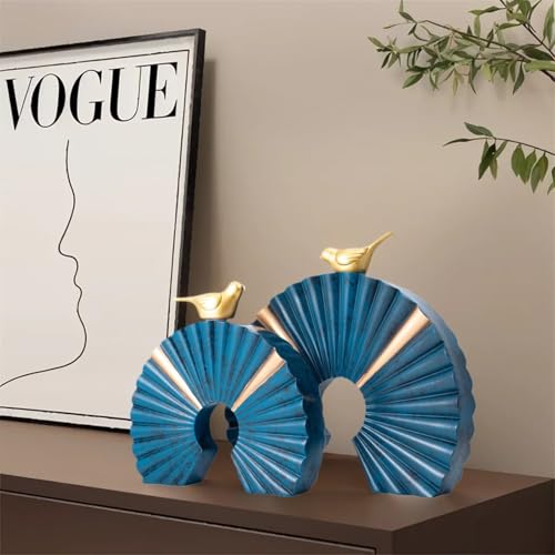 Minimalist Round Statue Above Cabinet Decor Kitchen, Modern Decorative Sculpture Home Decorations for Living Room Coffee Table, Office Decor Items, Center Pieces Decoration (Blue Gold) - color: Blue Gold