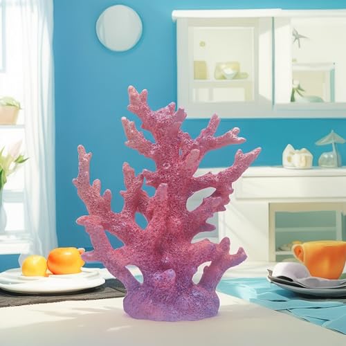 Etlemonde Beach Coastal Decor Coral Reef Home Decor Coral Statue Sculpture Home,Desk,Bathroom,Desktop Shelf Statue,Marine Themed Gifts (Gradient Purple Coral) - color: Gradient Purple Coral