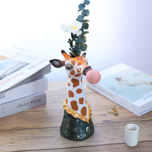 Blowing Bubble Art Vase, Animal Face Vase, Modern Home Decor Vase (No Plants) - Giraffe - color: Giraffe