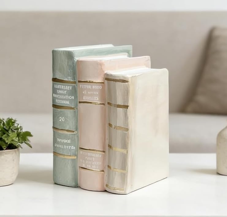 Decorative Bookends Coffee Table Books - Resin Fake Book Shelf Decor Home Decor Bookends Decorative Faux Book for Living Room Bedroom Bookshelf Office Gift 5.5 x 4.5 x 7.5 Inch DiliComing - color: Green-pink-white