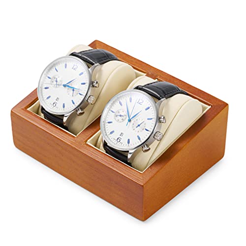 Oirlv Solid Wood Double Watch Display Stand Showcase Jewelry Stand Watch Holder with Pillow(Square Double, Creamy-white) - color: Creamy-white, size: Square Double