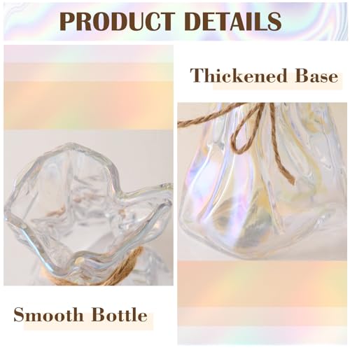 FOWSEEK 6 Inch Small Glass Flower Vase, Irregular Clear Flower Vases for Centerpiece Table Indoor Desk Decor, Modern Art Decorative Vase for Home Office Wedding Bookshelf Housewarming Gift - color: Colorful, size: Small