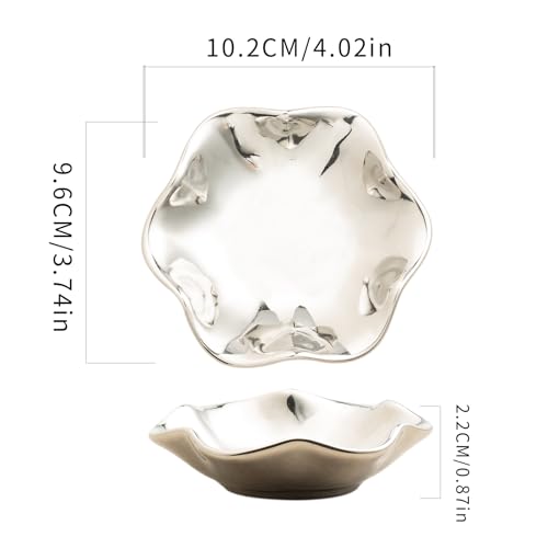 Ceramic Trinket Dish for Jewelry, Lotus Leaf Shape Small Ring Dish Tray, Jewelry Dish Organizer for Necklace Earrings, Home Decor Gift for Mom Best Friend Sister (Electroplated silver) - color: Electroplated silver