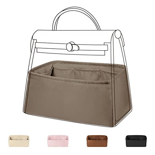 DGAZ Silk Purse Organizer Insert Fits Hermes Herbag 31/39/50 Bags, Luxury Handbag & Tote Organiser, Simplicity bag insert(Etoupe Grey,H19) - color: Etoupe grey, size: H19