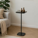 Small Pedestal Side Table for Small Spaces - Modern Black Drink Table for Sofa, Couch, or Bedroom - Compact Drink & Cocktail Stand (Classic Black) - color: Classic Black