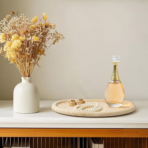 Natural Travertine Tray,Marble Ring Dish for Bathroom,Special-Shaped Jewelry Tray,Dressing Table, Bedside Table,Home Decor,Beige Large (NS030) - size: 10.2" x 7.1" x 0.6"
