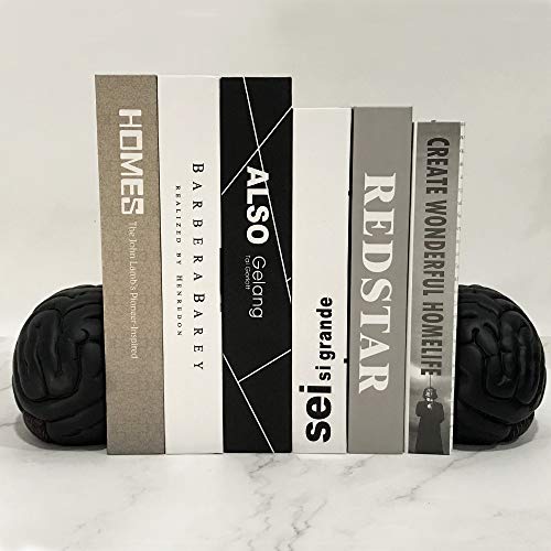 Brain Bookends, 6.5Inch Tall Brain Decorative Resin Book Shelf Organizers Book Holders Shelf Dividers Book Ends for Home or Office Shelves Brain Sculpture Bookend Set