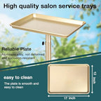 Salon Tray, Champagne Gold Salon Rolling Tray, Salon Service Tray Cart with Adjustable Height, Salon Tray on Wheels, Ideal Use As Tattoo Tray&Deantal Tray, No-Rusting - color: Champagne Gold