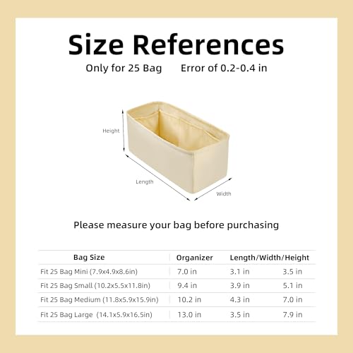 DGAZ Silk Purse Organizer Insert Fits Chanel 25 Handbags，Silky Smooth Bag Organizer，Luxury Handbag & Tote Shaper(Jaune poussin,Medium) - color: Jaune poussin, size: Medium
