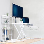 VIVO Desk Converter 32 inch Height Adjustable, MDF Wood Sit to Stand Riser, White, DESK-V000SW - color: White, size: 32"