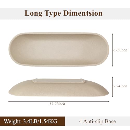 Enhanced Long Large Decorative Bowl for Home Decor - Long Dough Bowl for Table Centerpieces 17.72"W x 2.24"H - Beige Minimalist Design Dough Decor Bowl for Coffee Table, Dining Table Centerpiece - color: Beige, size: Extra Long