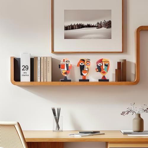 5.9” Resin Abstract Coffee Table Sculptures, Handcrafted 3 PCS African Art Tribal Figurines Weird Art Decor, Modern Design African Statues for Home, Office, Living Room, Bookshelf, Cabinets Accent - size: Small