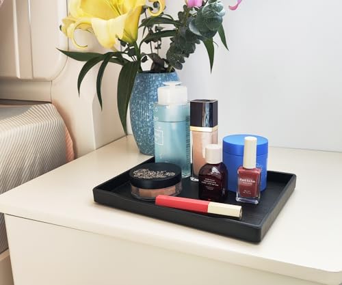 Small Black Serving Tray (9.5 x 7 inch) for Serving Accessory, Spa, Coffee, Drinks, Wine, Tea, Bar, Party, Seasoning, Perfume and Display Use. - color: Black-1 Tray, size: 9.5" x 7" x 0.8"