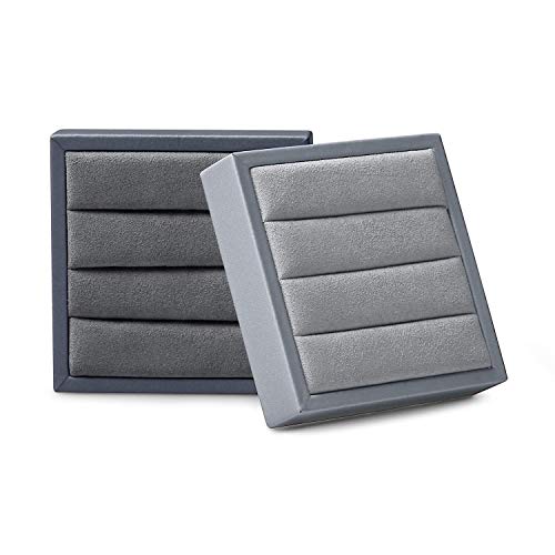 Oirlv Premium Leather Ring Display Stand Small Ring Tray Showcase Jewelry Display Home Organizer(Grey) - color: Grey