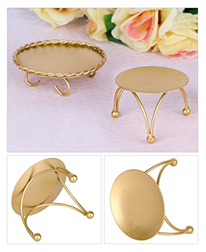 dedoot Candle Holder, Gold Candle Holders Set of 2 Decorative Handmade Iron Pillar Plate Candle Holder Centerpiece Fit LED & Wax Candles, Pedestal Candle Stand for Wedding, Spa, Dinner Tables
