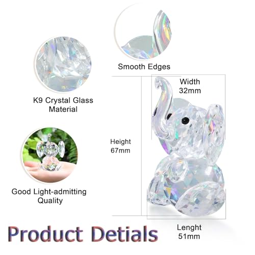 DUQGUHO Crystal Elephant Gifts for Women - Cute White Decor, Glass Figurine, Inspirational Gift for Mom - Home Animal Ornament Statue - color: Clear