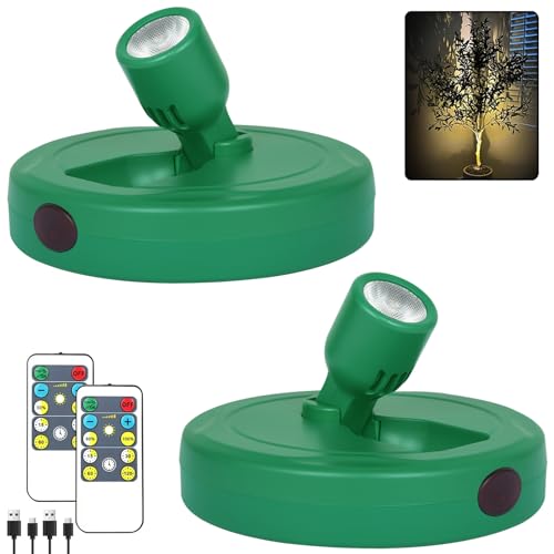 HAMVIDNE LED Spotlight, Rechargeable Battery Picture Lights, Uplighting Indoor, Spot Light with Remote, Plant Tree & Wall Art Display Dartboard Closet Spotlight-Green - color: Chargeable Green, size: 2 Pack