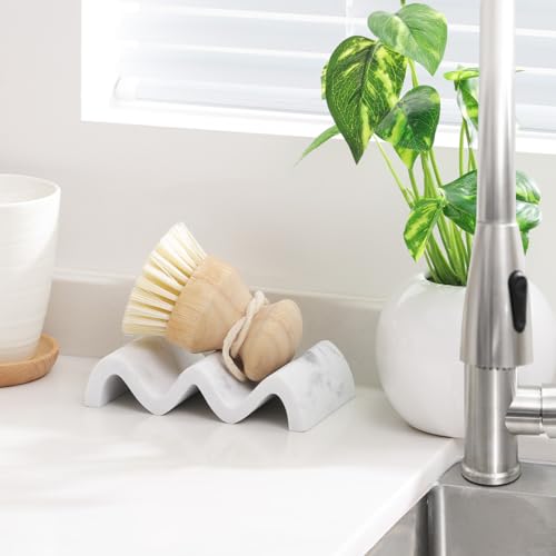 Luxspire Soap Dish, Marble Soap Dish, Self-draining Tray, Soap Holder Saver for Shower, Bathroom, Sink, Kitchen and Countertop, Gravel White - color: Gravel White, size: 1 PC