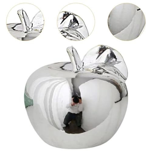 Fenteer Fruit Sculpture Desktop Statue Delicate Ideal Gifts Artistic Ornament Ceramic Figurine for Rooms Porches Desktops Homes Cafes, Silver, L - color: Silver, size: Large