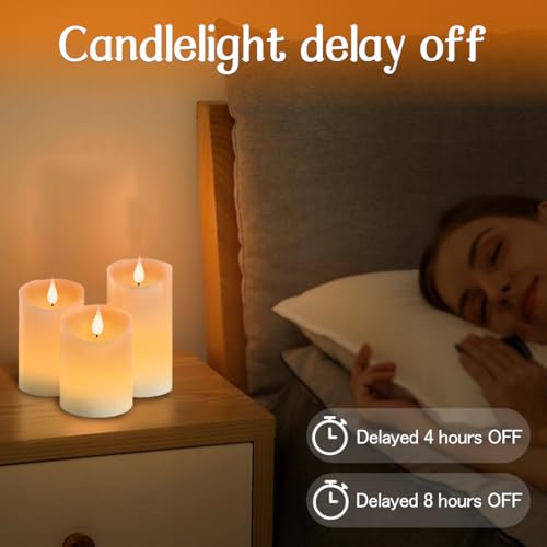 Flameless Candle RGB Set, Flickering LED Pillar Real Wax Candle with Remote Control and Timer, Upgraded Blue Flame Heart, Built-in Battery Rechargeable Flameless Candle, 1 Set of 3 - color: Rechargeable-Color RGB