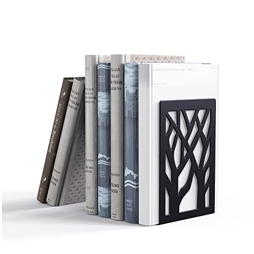 Metal Bookends-Heavy Book Ends for Shelves,Book Shelf Holder Home Decorative,Black Bookend Supports - color: Black, size: 1 Pair