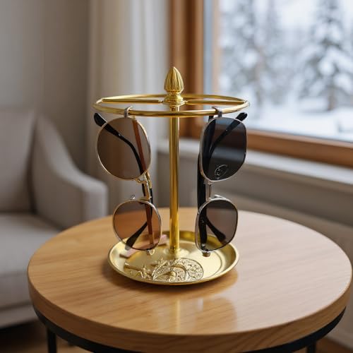 Sunglasses Organizer, Glasses Display Stand for 12 Pairs, Base Storage for Jewelry (Metal+Gold) - color: Metal+Gold