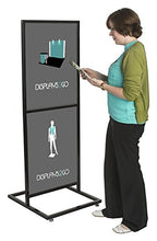 Displays2go Freestanding Poster Holder for up to 2 Graphics - Pedestal Sign Holder Floor Stand - Portrait Sign Stand for Lobbies and Advertising - Black (TWN2BK)
