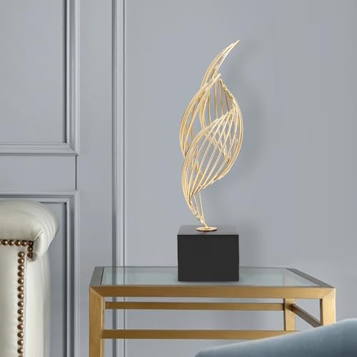 Sorandy Fortune Attracting Ornaments Modern Metal Sculpture, Iron Luxury Abstract Art Statue Decorative for Home, Living Room, Bedroom, Office, Shelf, Table Decor (Black Base)