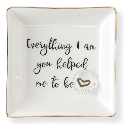 HOME SMILE Everything I Am You Helped Me to Be-Ceramic Ring Dish Jewelry Tray-Mother/Stepmom/Bonus Mom Gifts for Thanksgiving Day Birthday Christmas - style: Bonus Mom