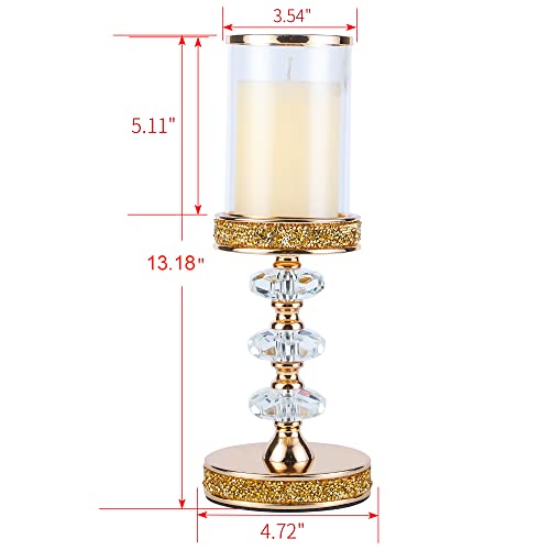 Candle Holder, Pillar Candle Holders, Crystal Candlesticks Holder for Wedding, Parties, Events, Chirstmas,Home Decor, Table Centerpieces CH028D (L) - size: Gold ( L )