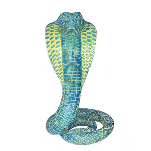 King Cobra Snake Statue Sculpture, Animal Figure Collectible Gifts for Snake Lover Office Home Decor Desk Decoration Garden Yard Figurines Outdoor Decor, Blue Color - color: Blue