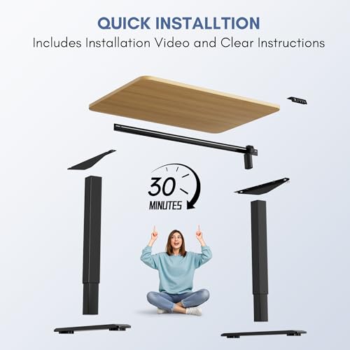 Furmax Electric Height Adjustable Standing Desk Large 40 x 24 Inches Sit Stand up Desk Home Office Computer Desk Memory Preset with T-Shaped Metal Bracket, Maple - color: Maple, size: 40 Inch