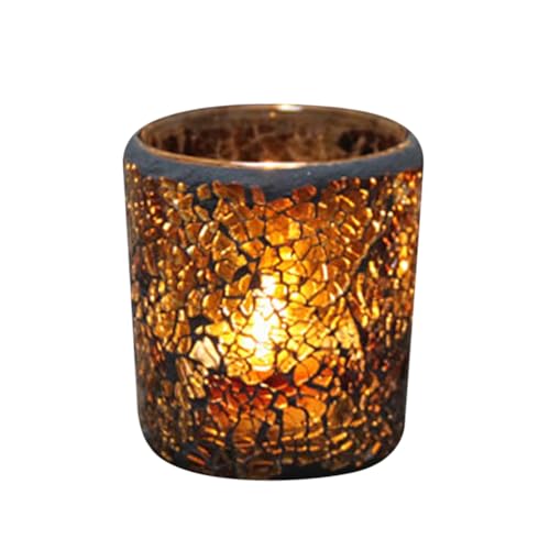 Ciieeo Vintage Style Candlestick Ornament Glass Candle Holder 2.95X2.95X3.34In Scented Candle Craft Desktop Decoration for Home Office Weddings