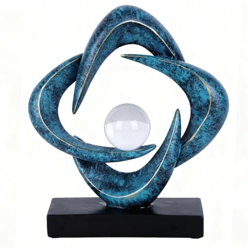 Abstract Art Sculpture, Resin Gold Decorative Statue, Modern White Ornaments for Living Room, Decorativas Modernas for Coffee Table/Entryway/Office Collectibles (Blue&Gold) - color: Blue&gold